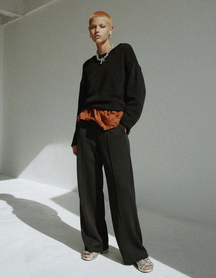Relaxed Black Wide-Leg Trousers photo 2