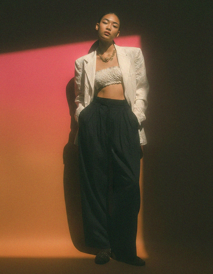 Black Wide-Leg Flowy Pants photo 2