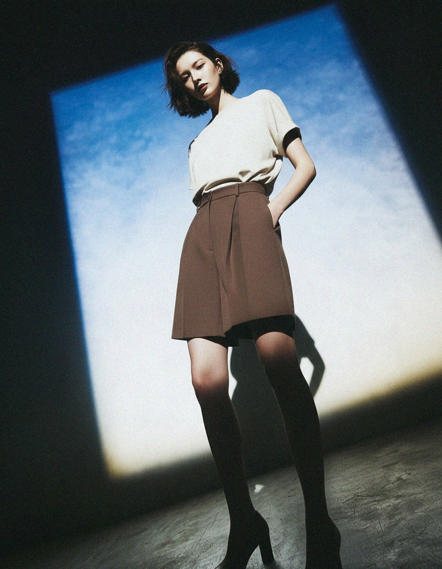 Tailored Pleated Brown Shorts photo 2