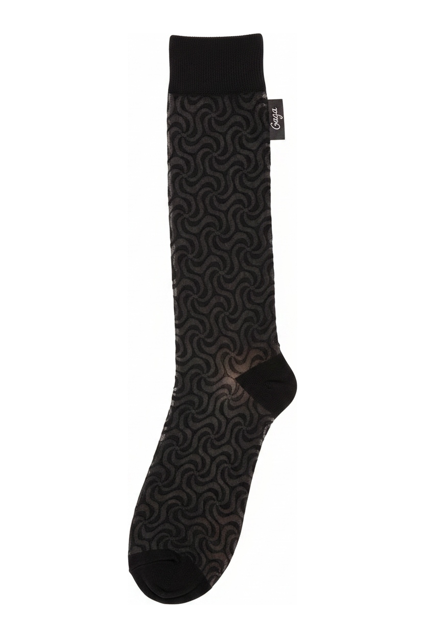 Black Swirl Pattern Sheer Knee-High Socks photo 1
