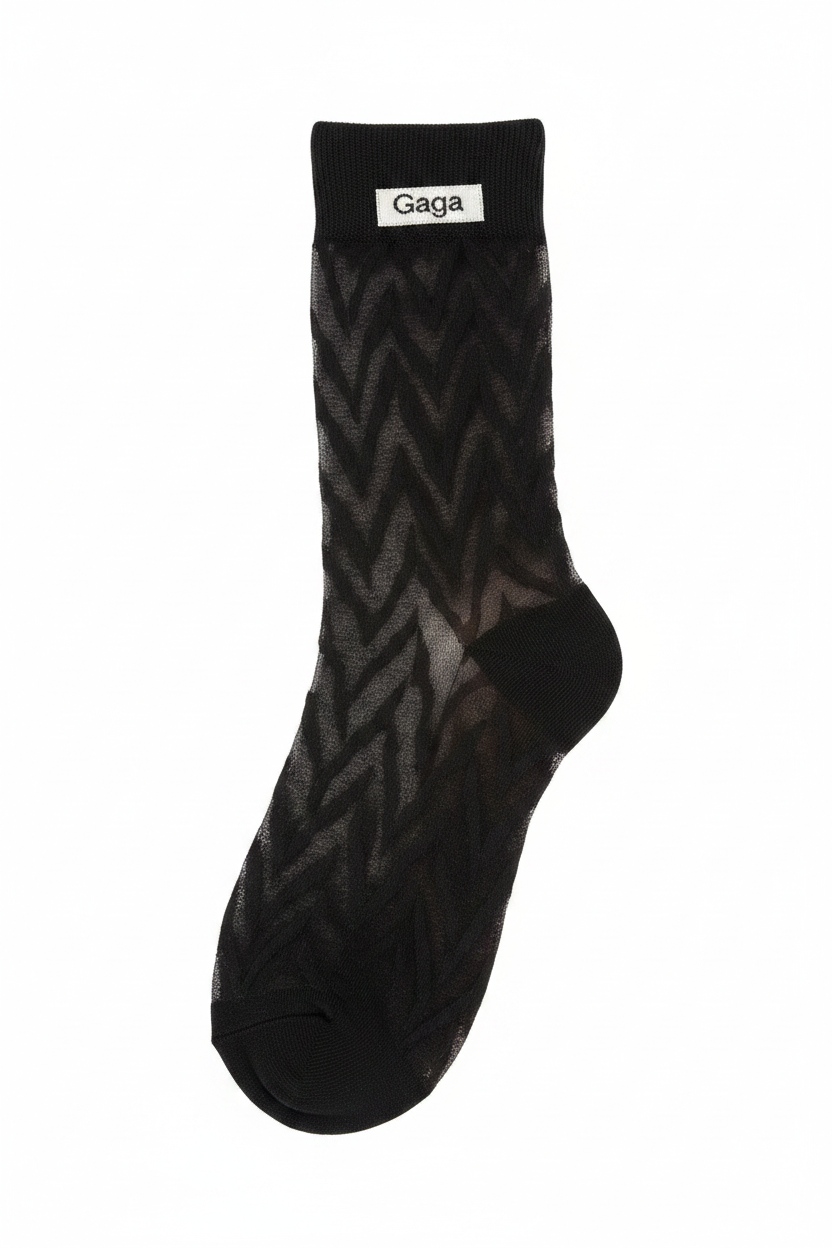 Black Chevron Sheer Ankle Socks photo 1