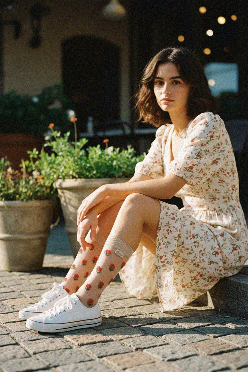 Sheer Floral Embroidered Ankle Socks photo 2