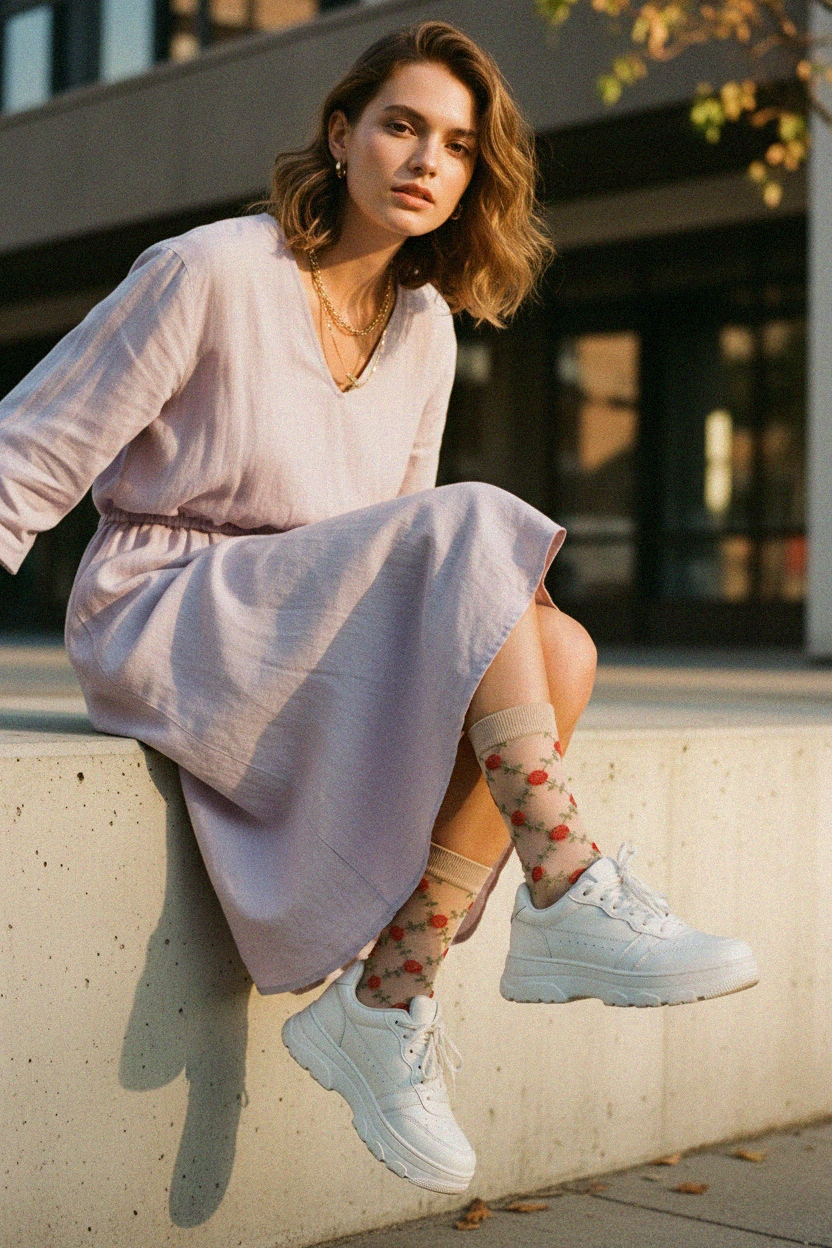 Sheer Floral Ankle Socks photo 2