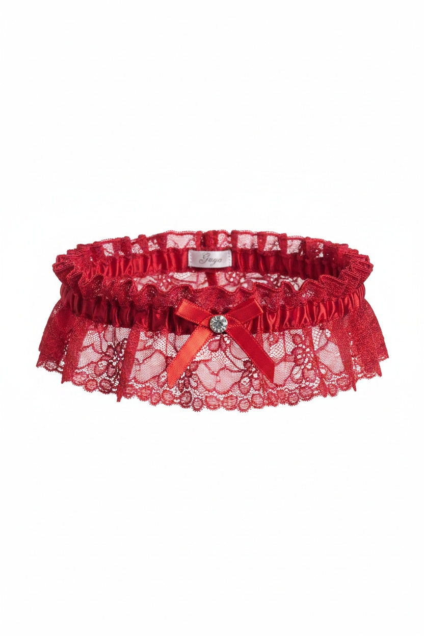 Red Lace Garter with Bow Detail photo 1