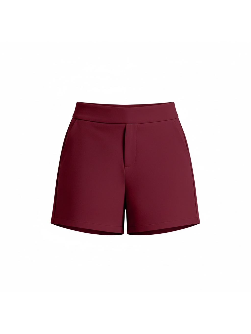 Maroon Tailored Shorts with Pockets zdjęcie 1