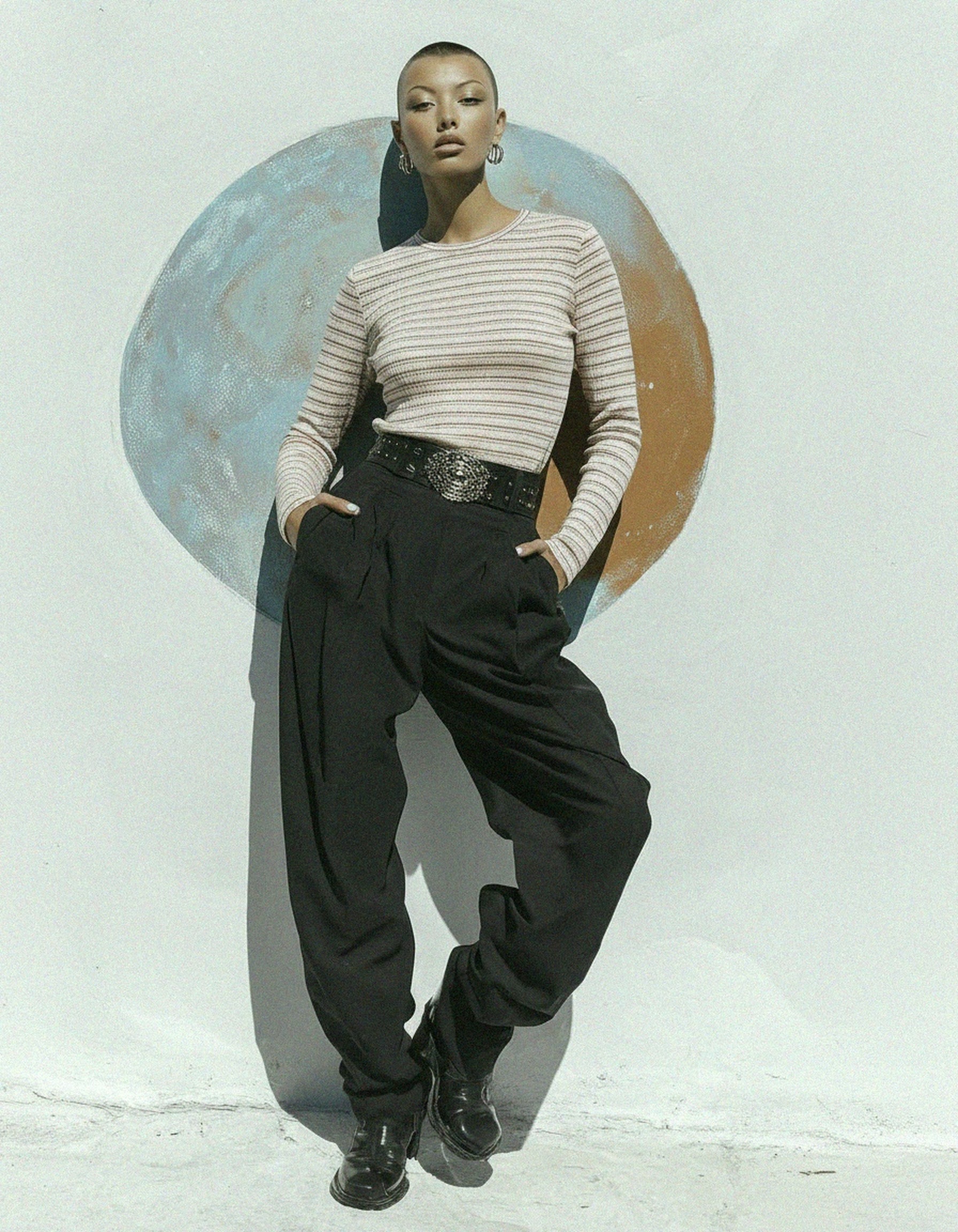 Ribbed Striped Long-Sleeve Knit Top photo 2