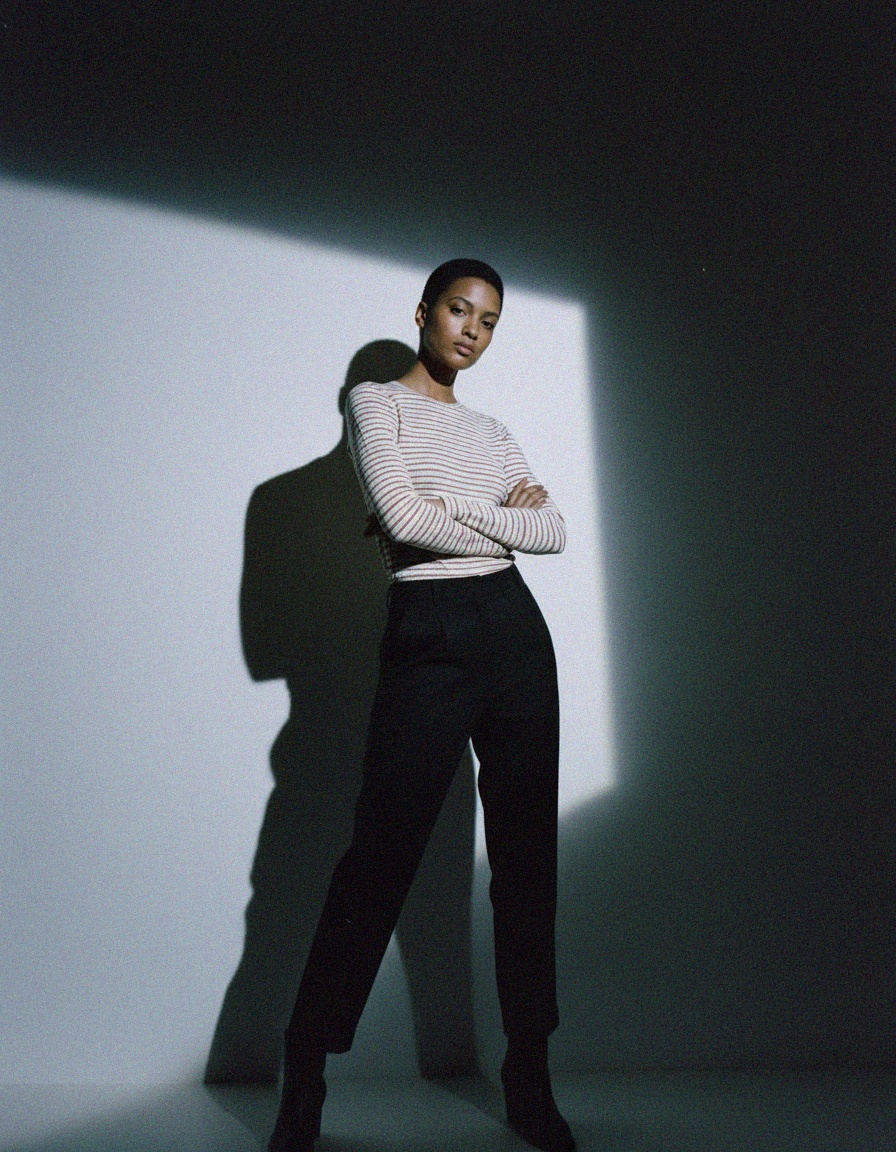 Ribbed Striped Long-Sleeve Knit Top photo 3