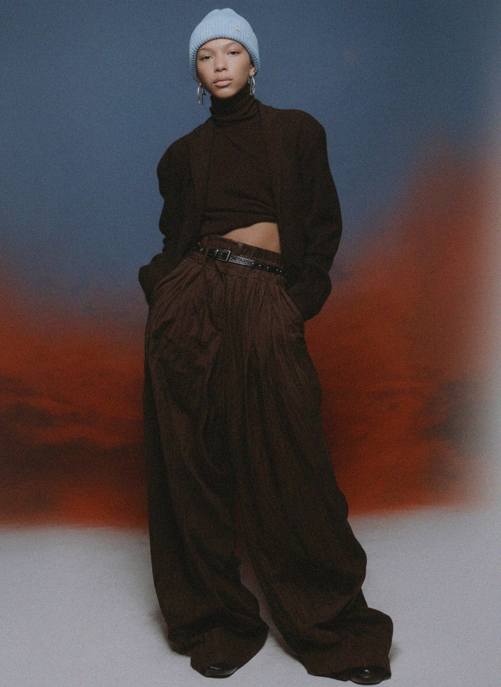 Soft Ribbed Knit Beanie in Light Blue photo 2