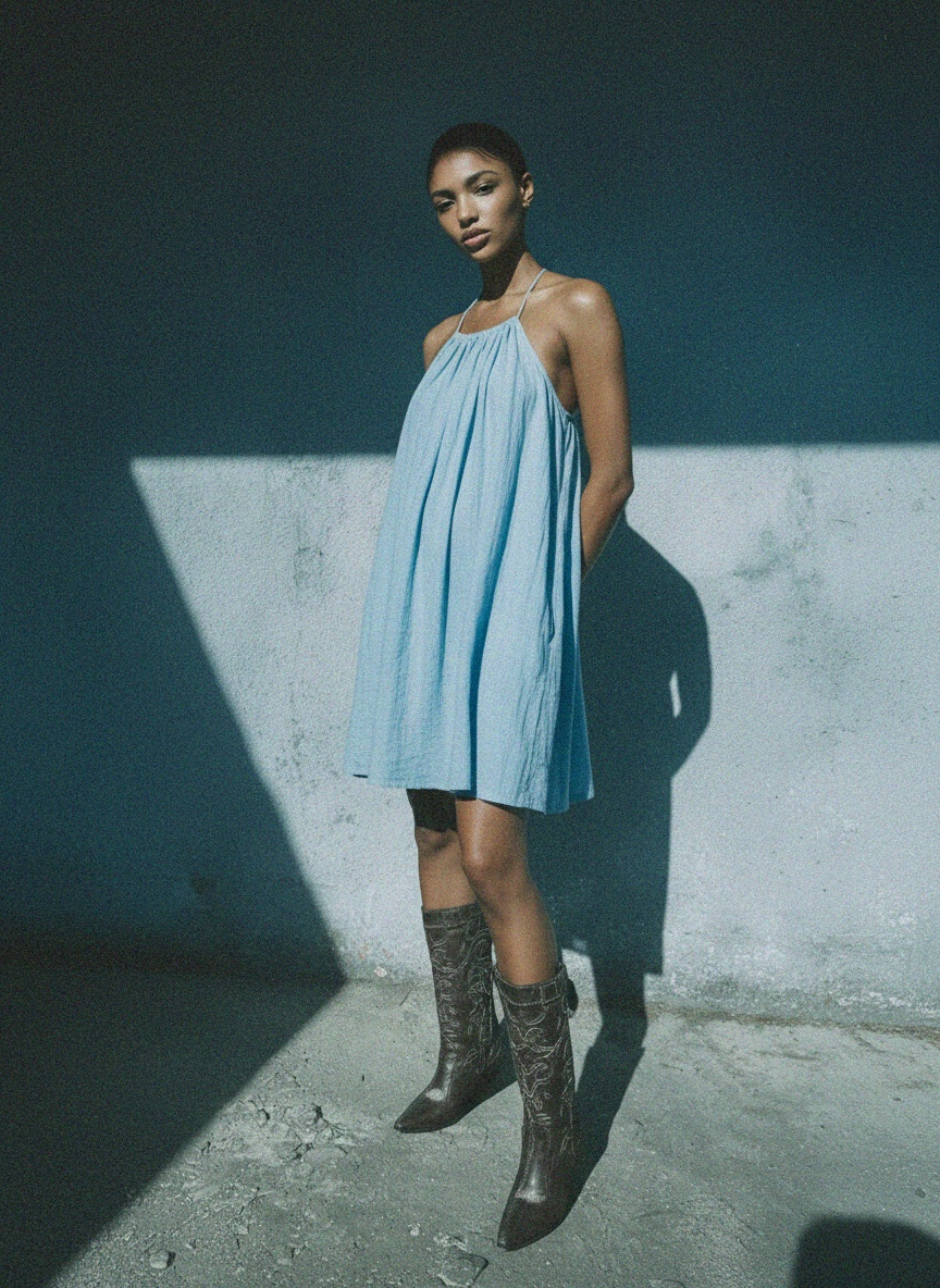 Flowy Light Blue Mini Dress photo 3