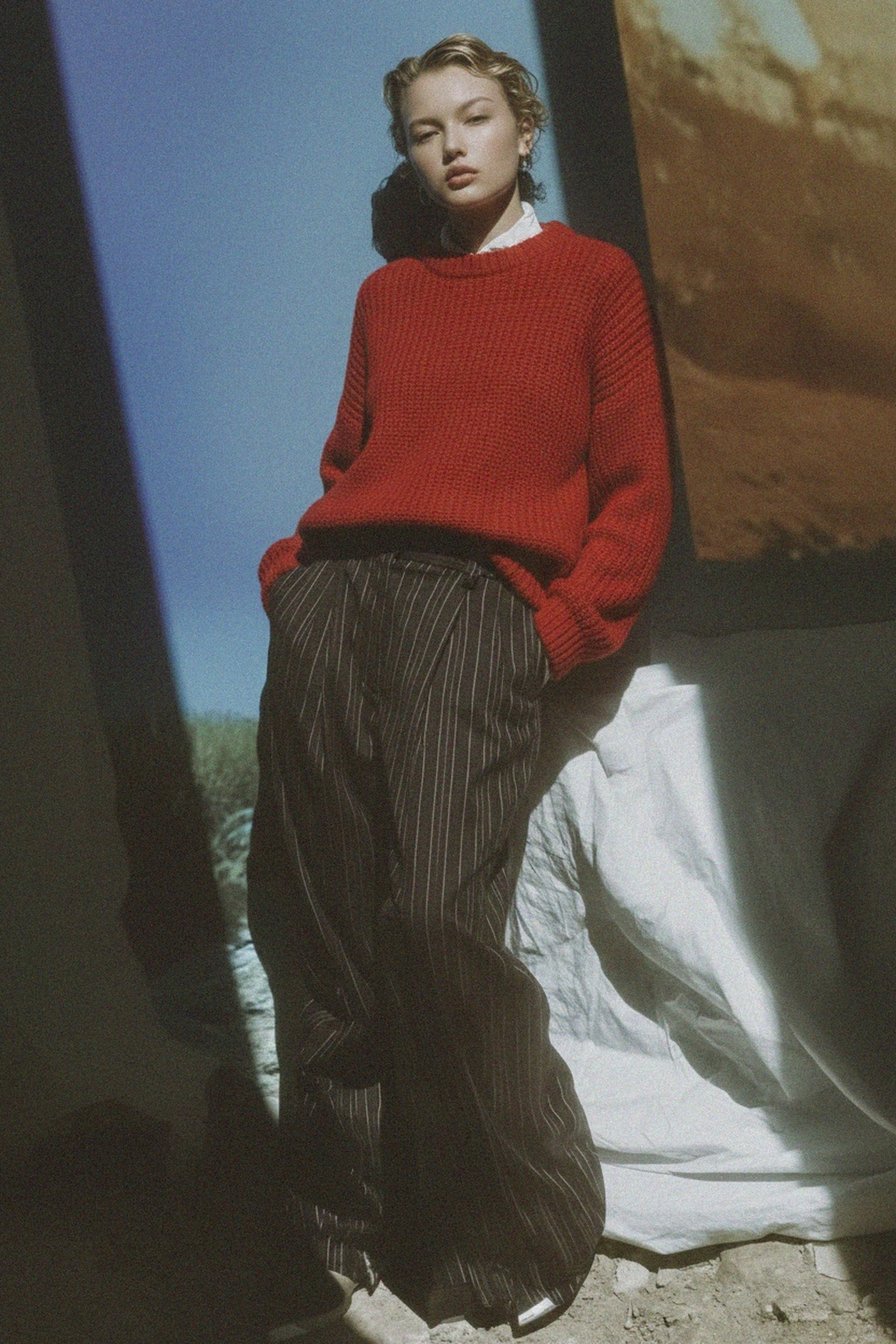 Cozy Red Knit Pullover Sweater photo 2