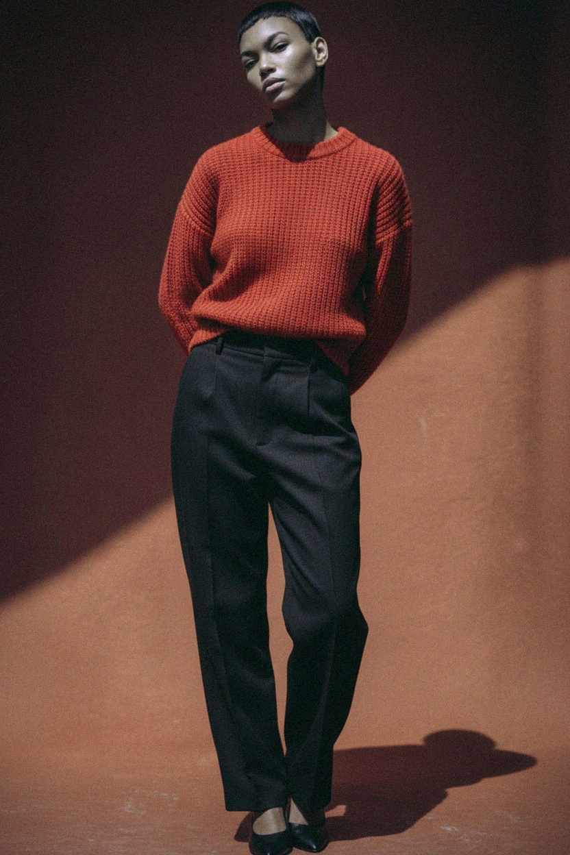 Cozy Red Knit Pullover Sweater photo 3