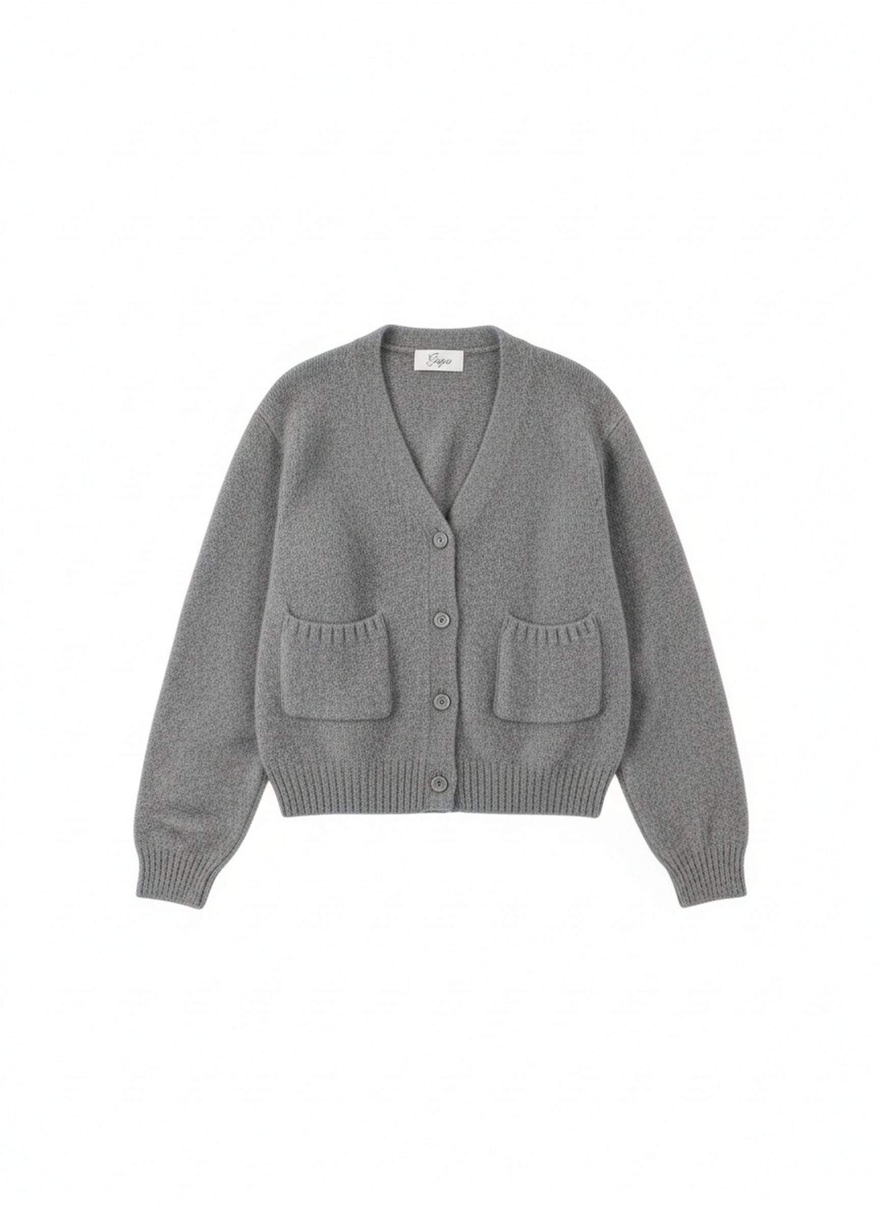 Classic Grey Knit Cardigan with Front Pockets photo 1