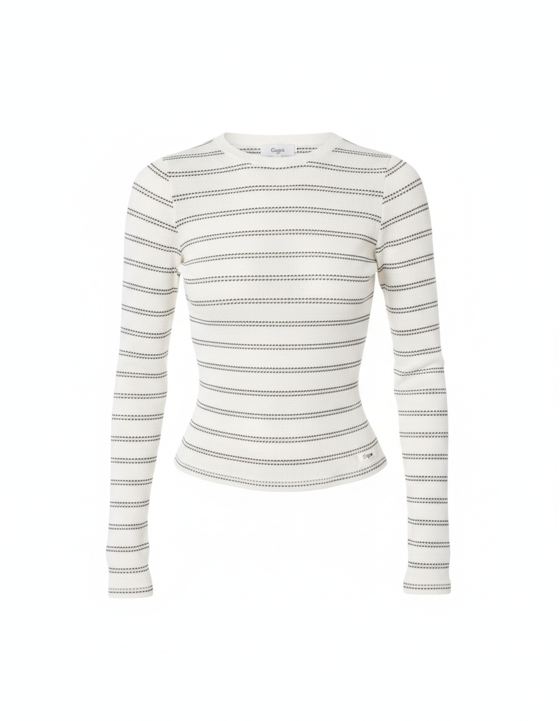 Fitted Striped Knit Long Sleeve Top photo 1