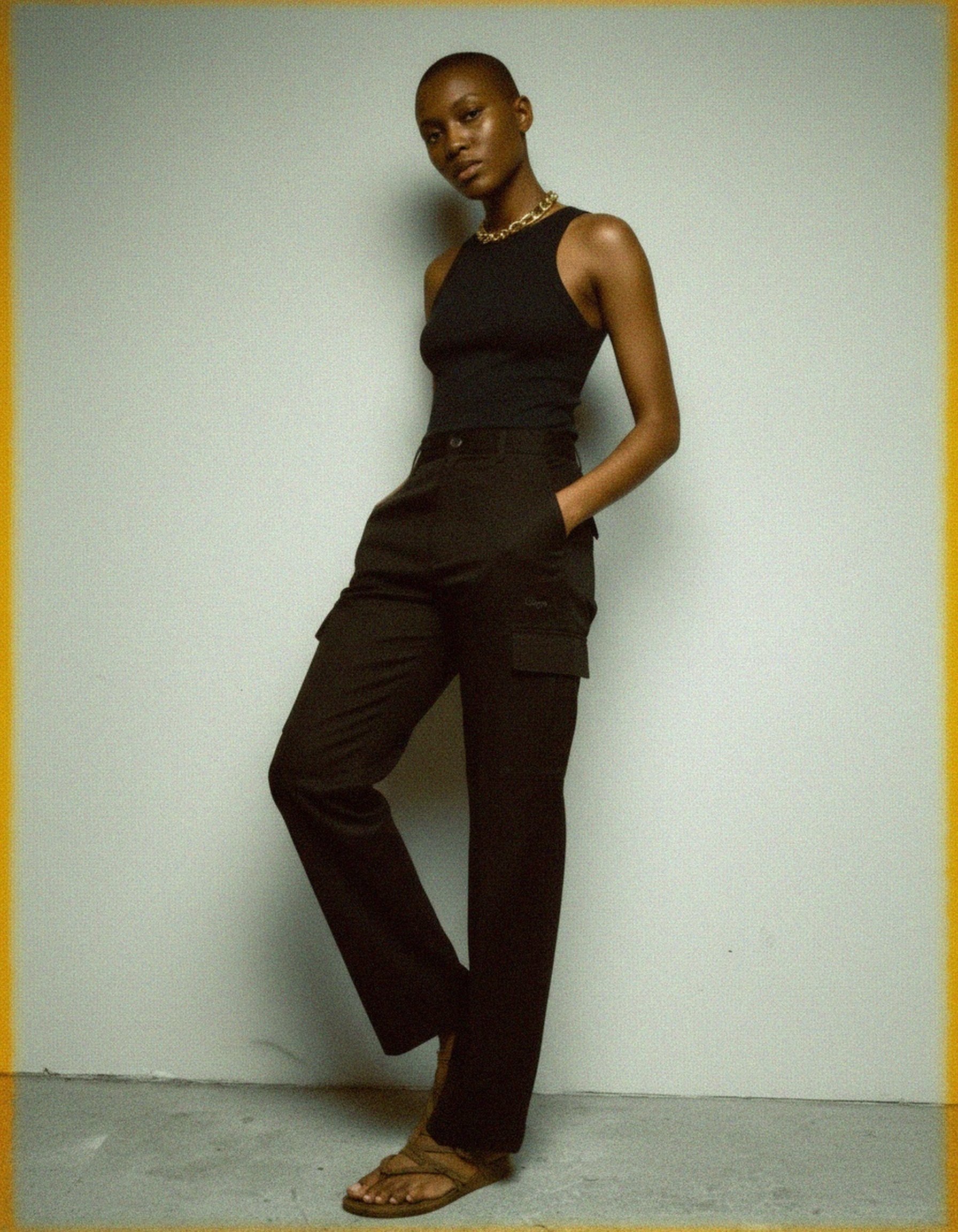 Black Regular Fit Cargo Pants with Utility Pockets photo 2