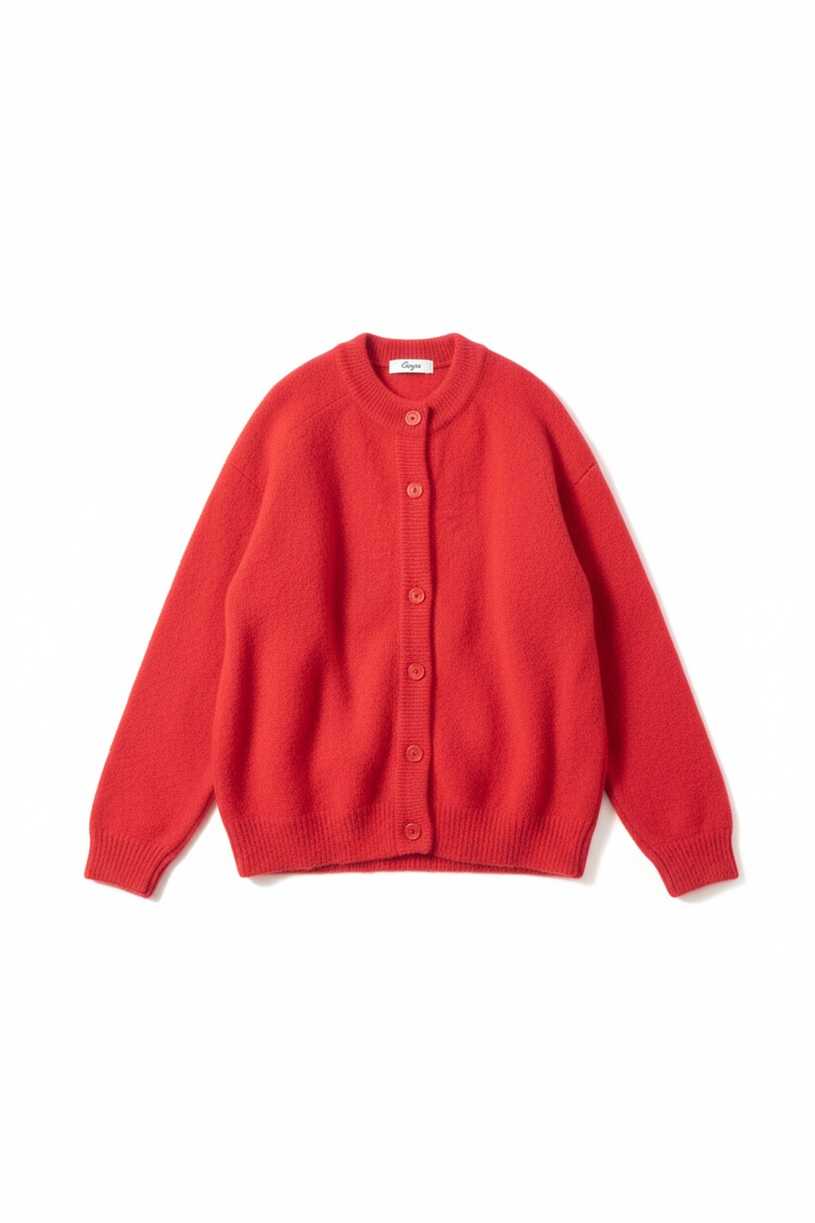 Oversize Red Knit Button-Up Cardigan photo 1