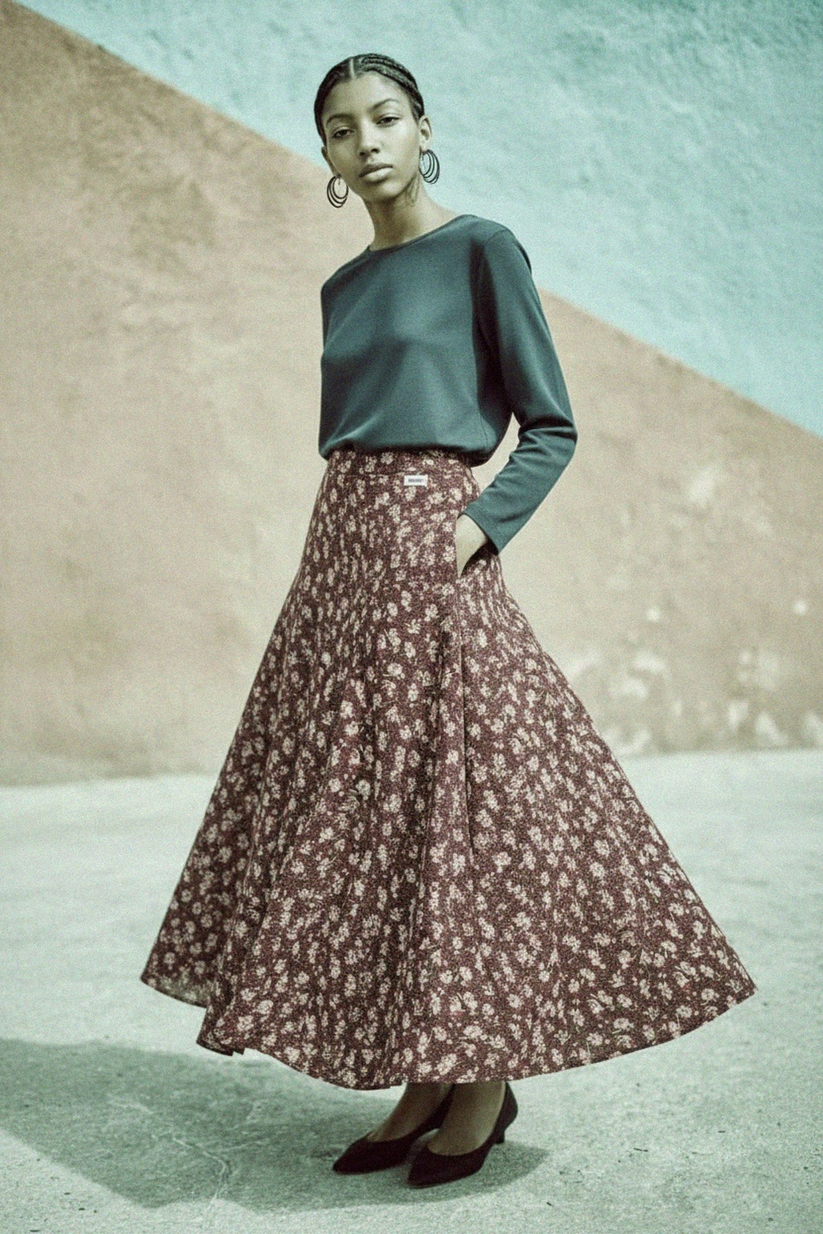 Flowy Floral Print Maxi Skirt photo 2