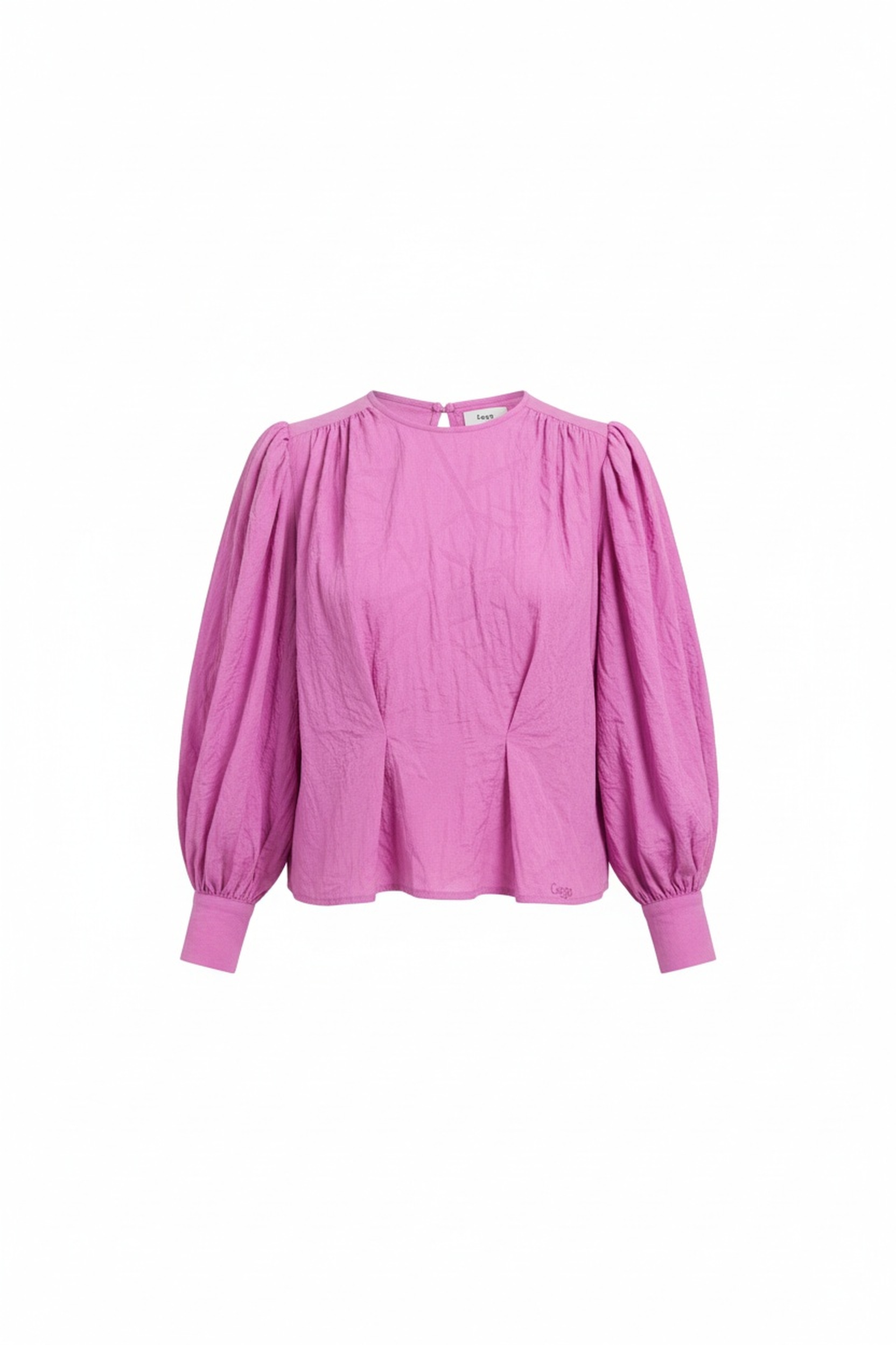 Textured Pink Blouse with Elegant Puff Sleeves photo 1