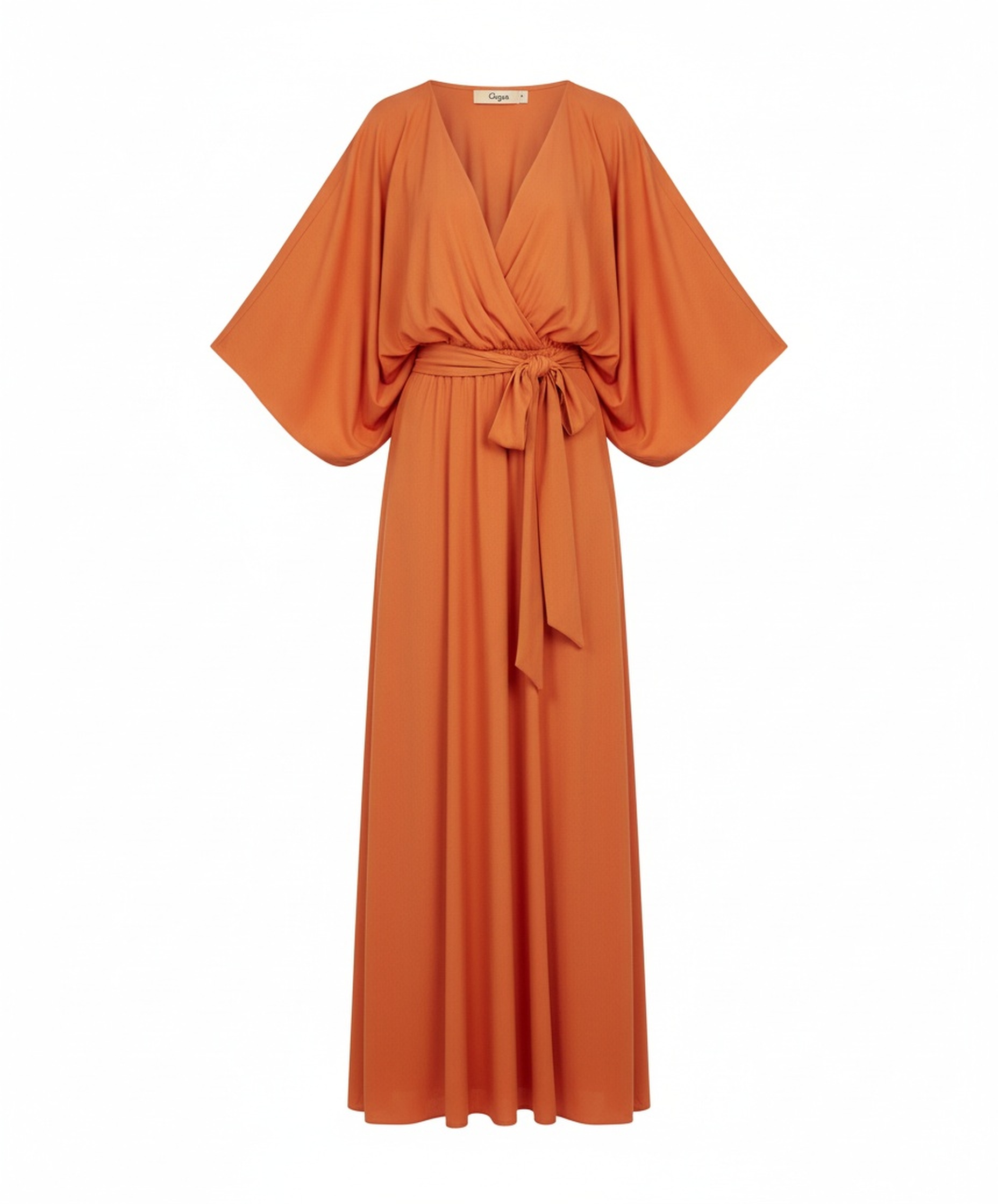 Flowing Orange Maxi Dress with Tie Waist photo 1