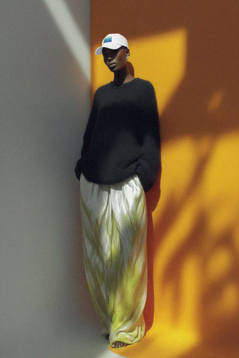 White Baseball Cap with Scenic Landscape Design photo 2