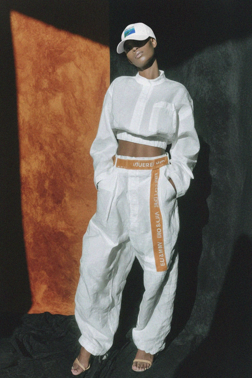 White Baseball Cap with Scenic Landscape Design photo 3