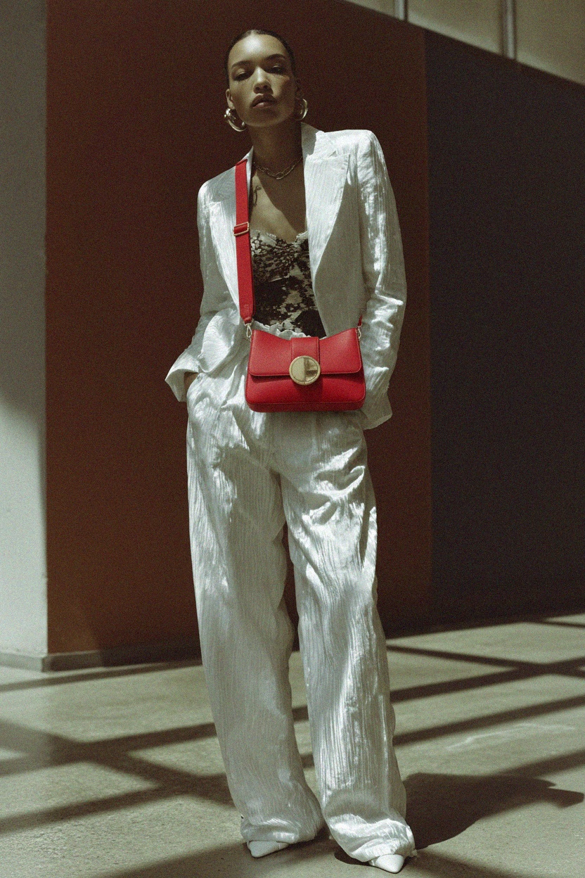 Chic Red Shoulder Bag with Gold Accent photo 3