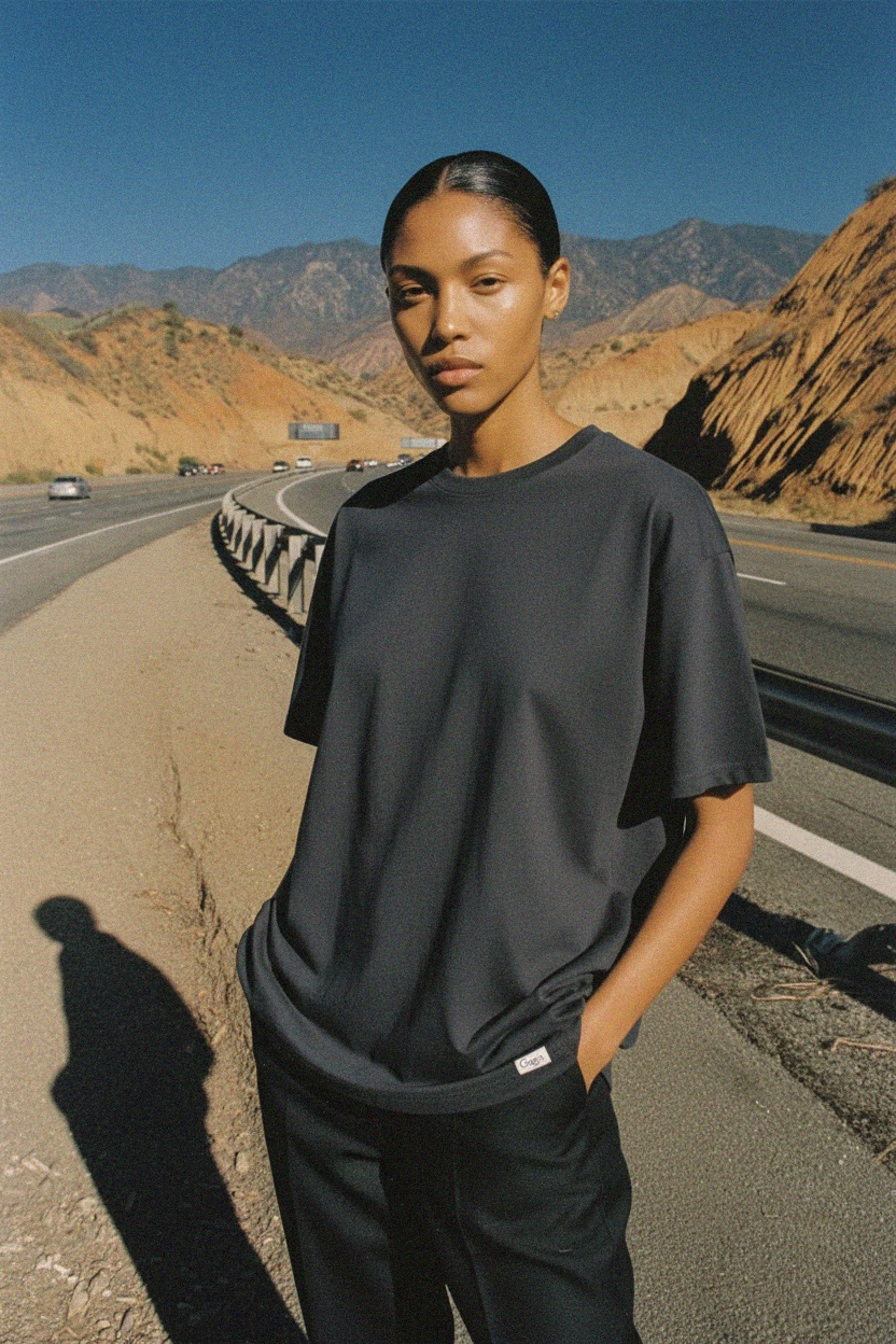Oversize Crew Neck T-Shirt in Dark Grey photo 2