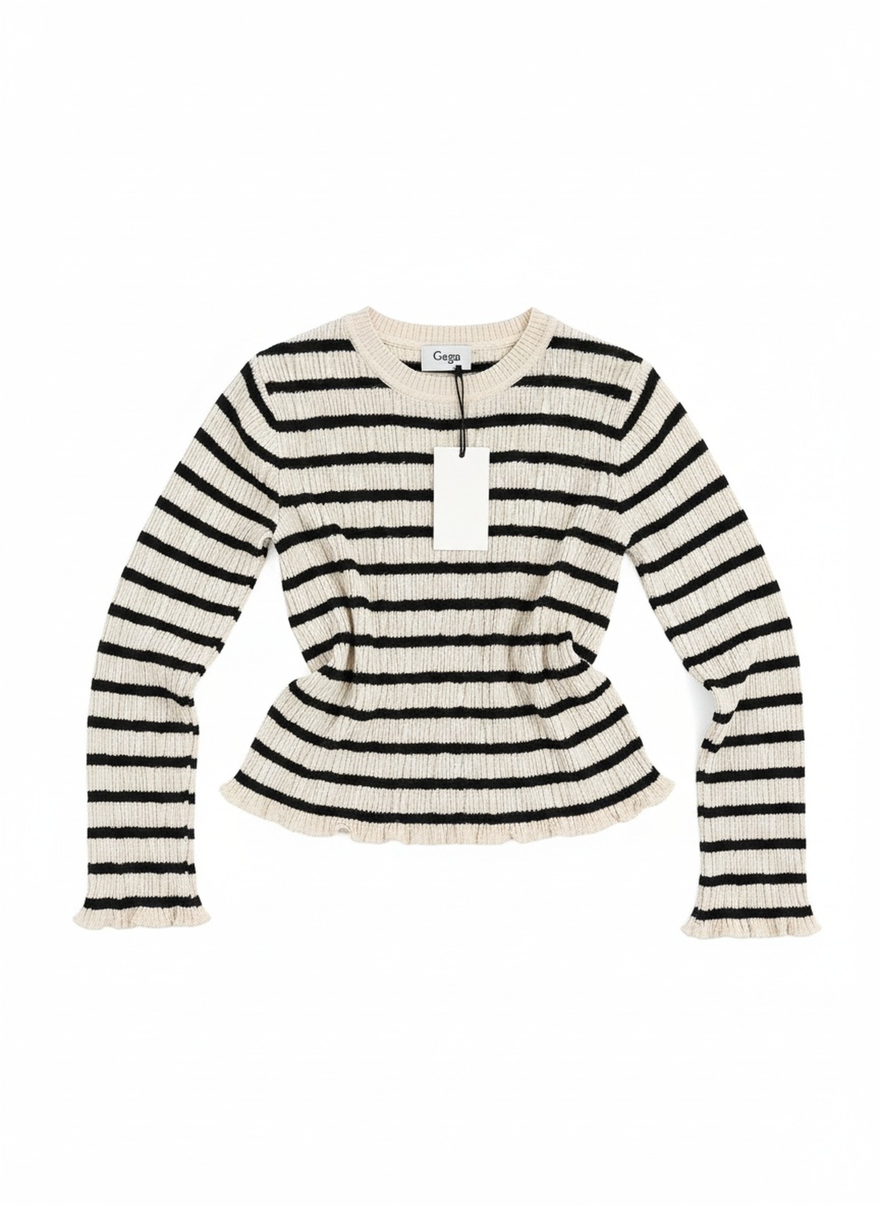 Textured Striped Long Sleeve Knit Top photo 1