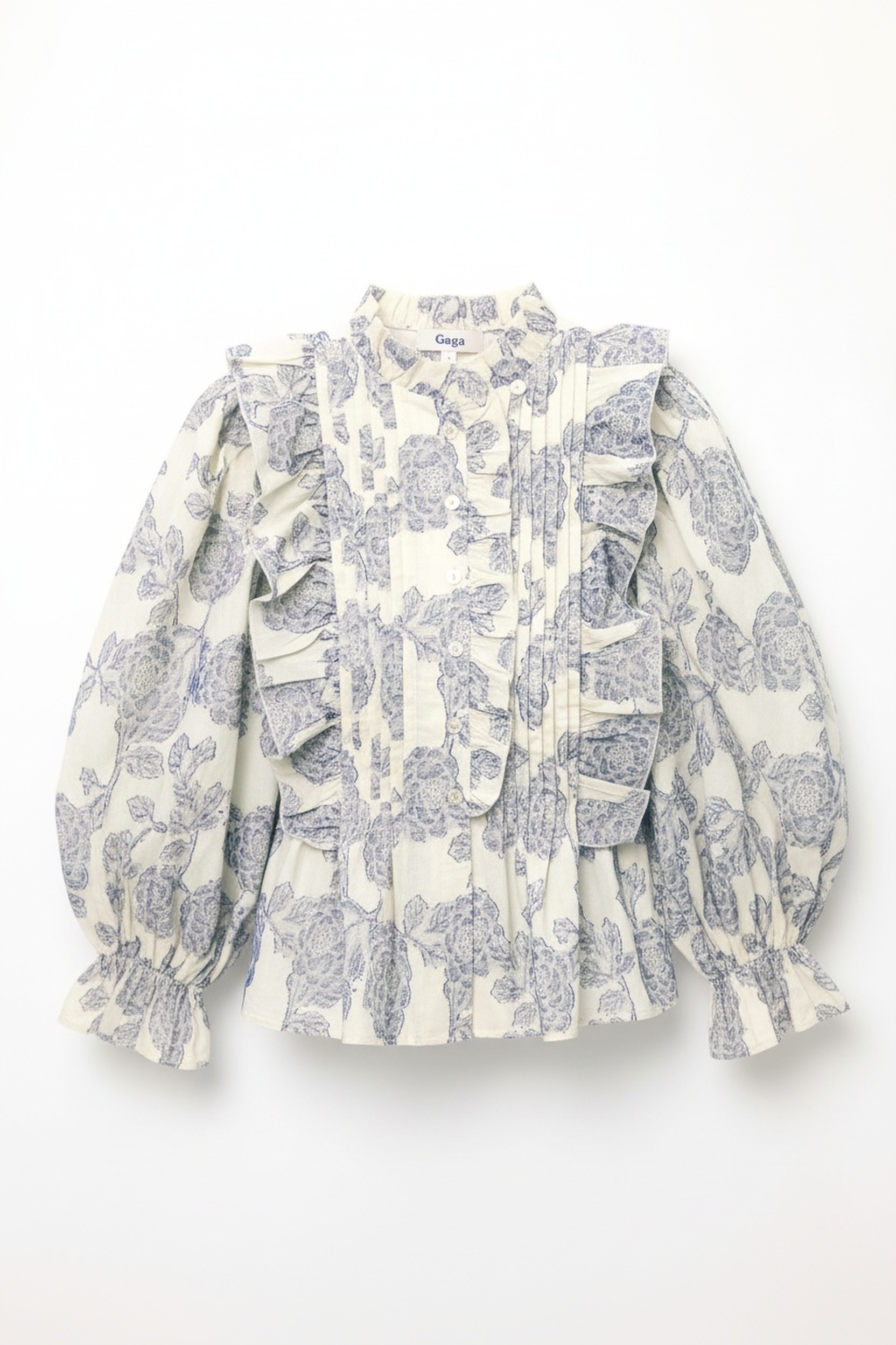 Floral Ruffled Blouse with Pleated Detail photo 1