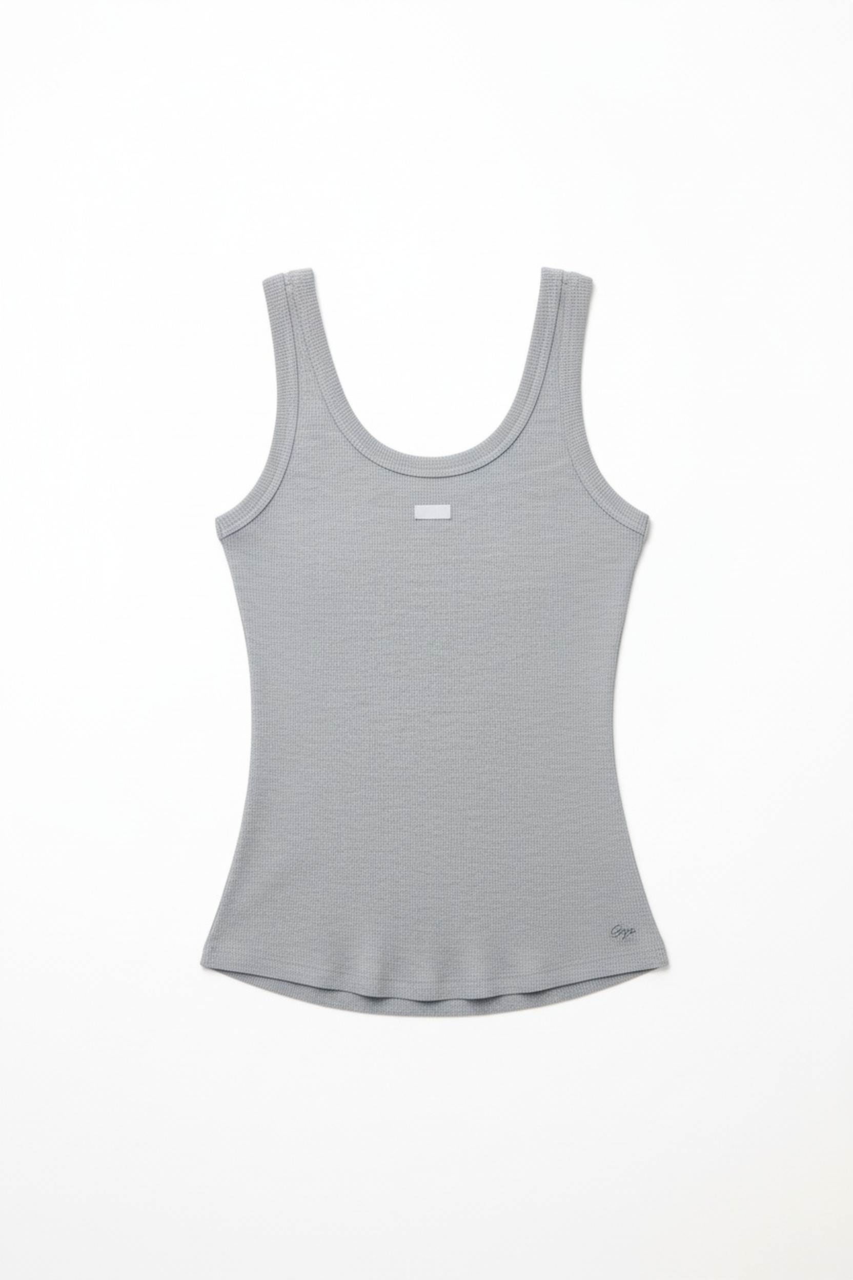 Essential Grey Ribbed Scoop Neck Tank Top photo 1