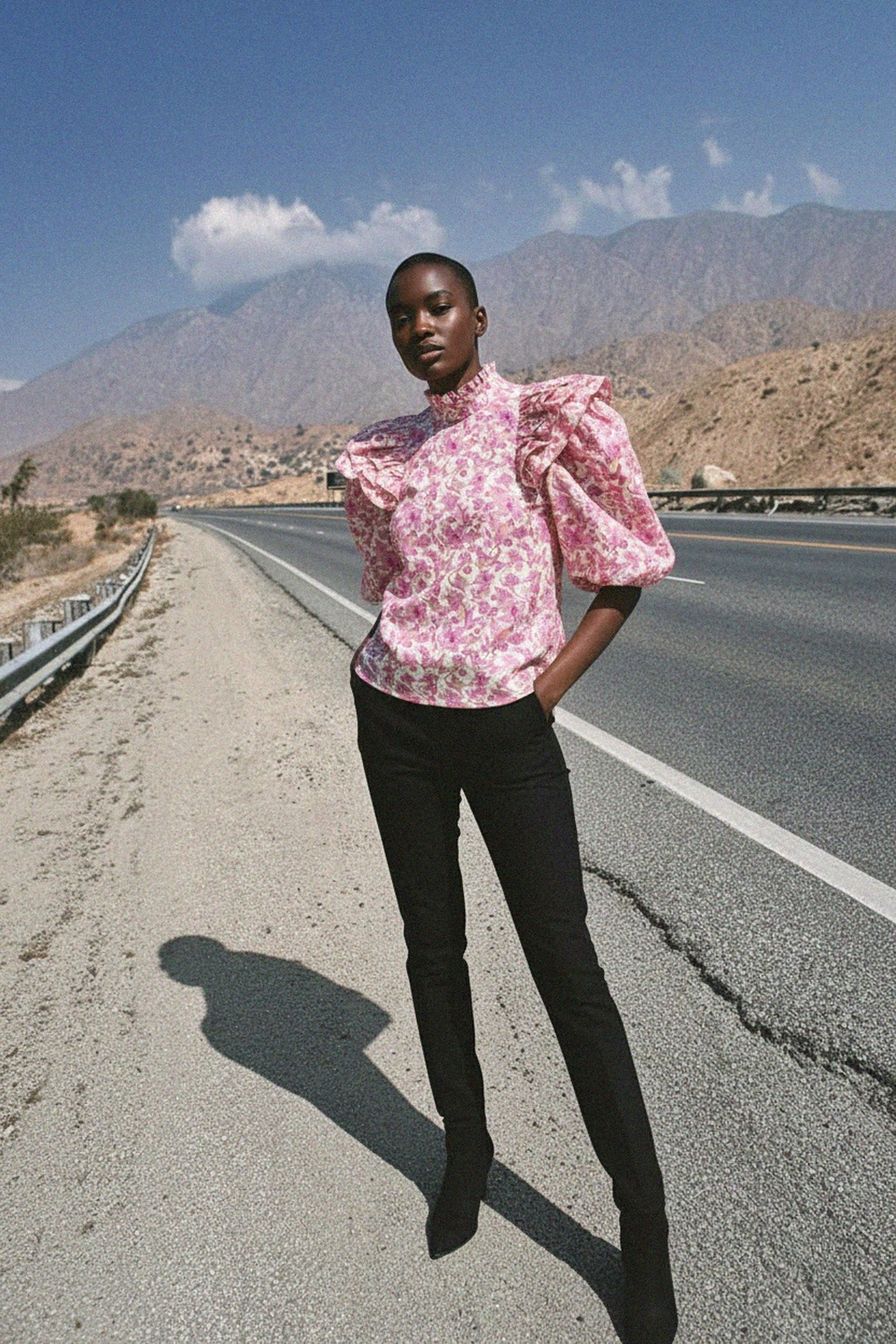 Floral Ruffle Blouse with Puff Sleeves photo 2