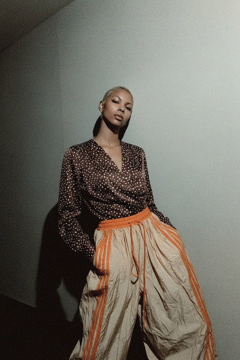 Polka Dot V-Neck Long Sleeve Blouse photo 3