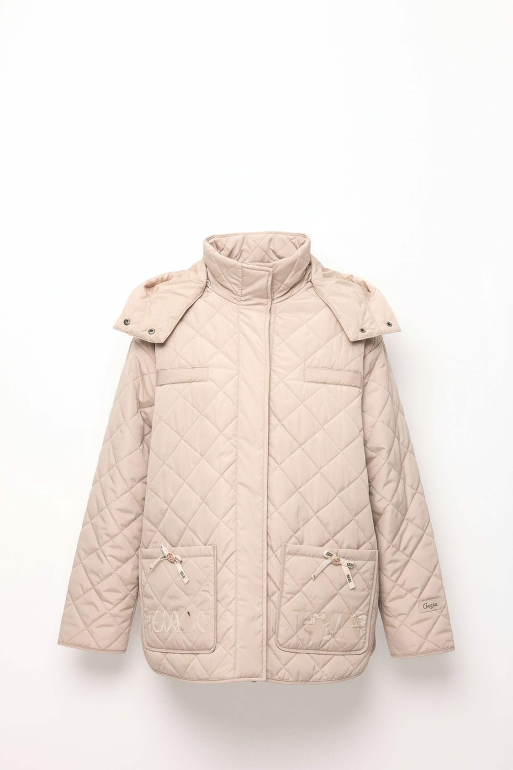 Beige Quilted Hooded Jacket photo 1
