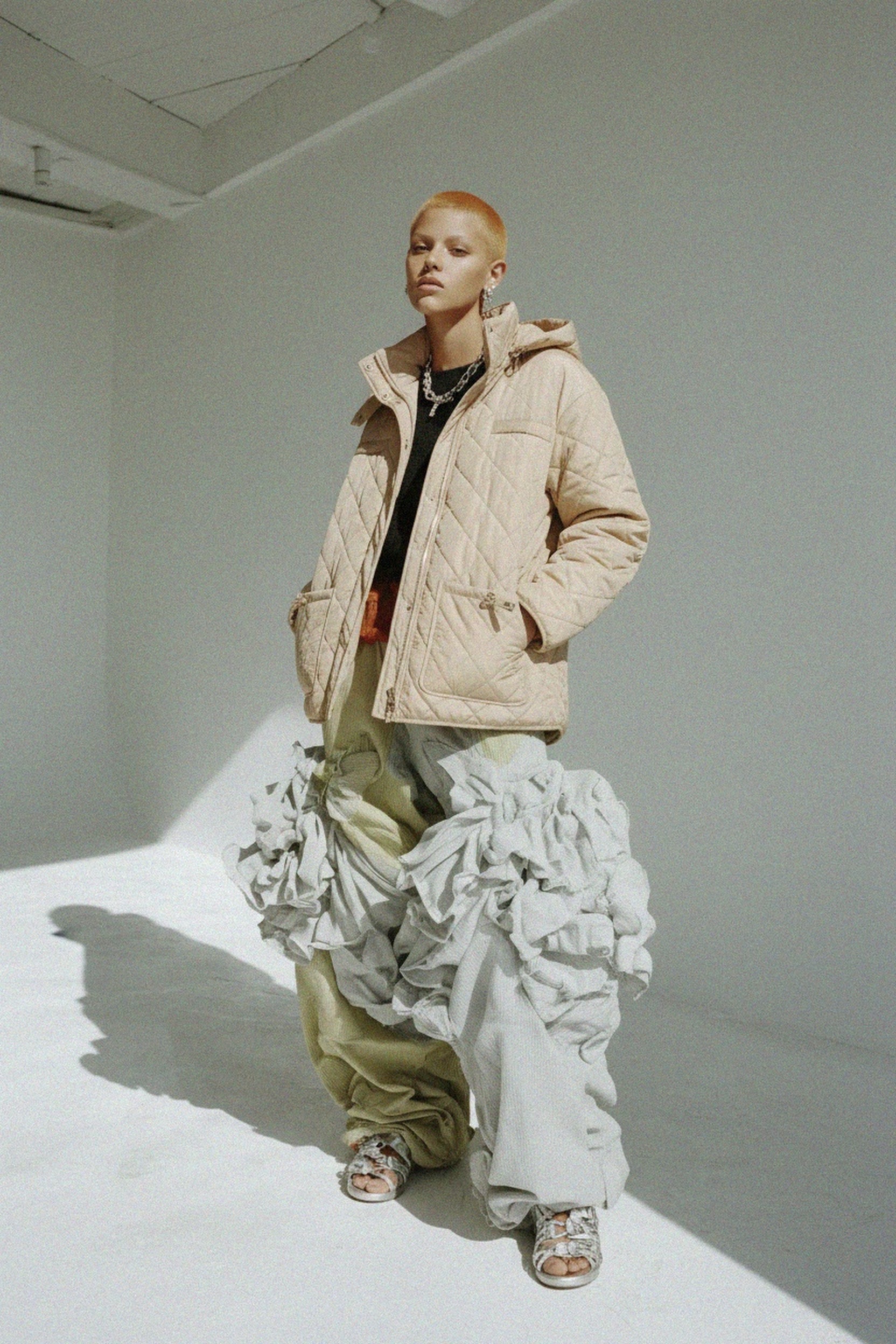 Beige Quilted Hooded Jacket photo 2