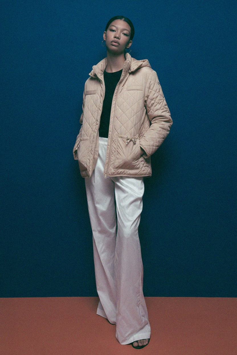 Beige Quilted Hooded Jacket photo 3