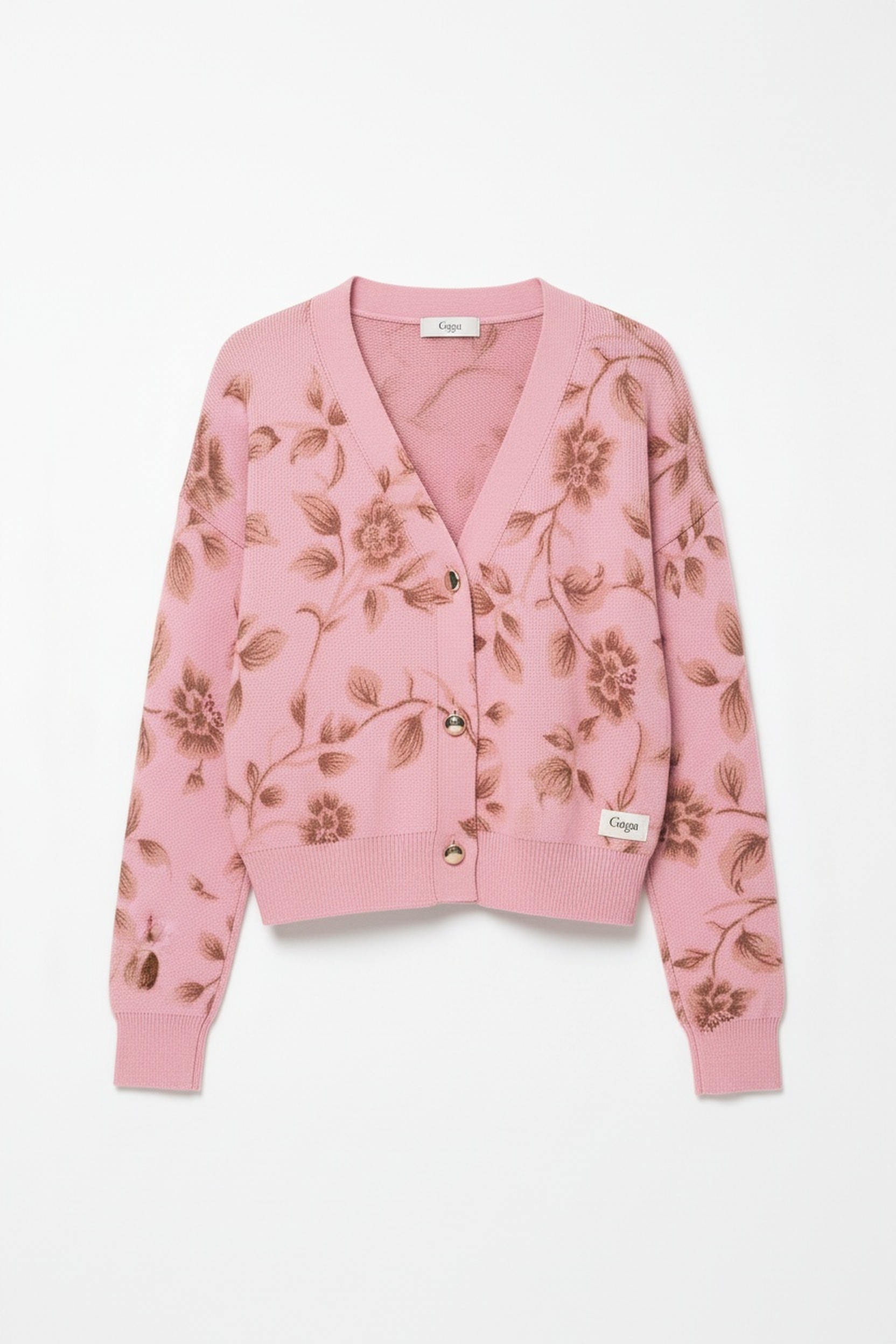 Pink Floral Knit Cardigan photo 1