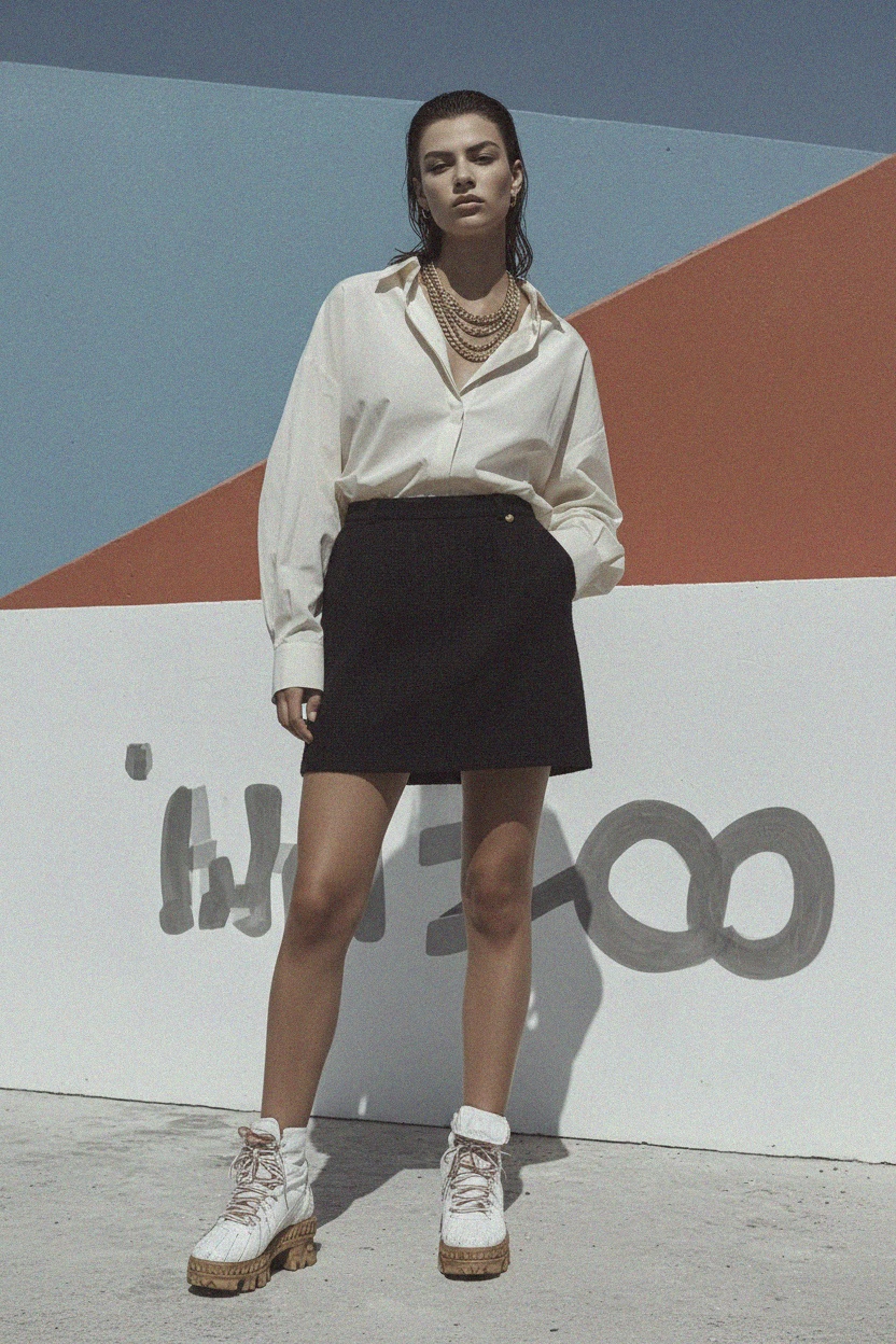 Chic Textured Black Mini Skirt photo 2