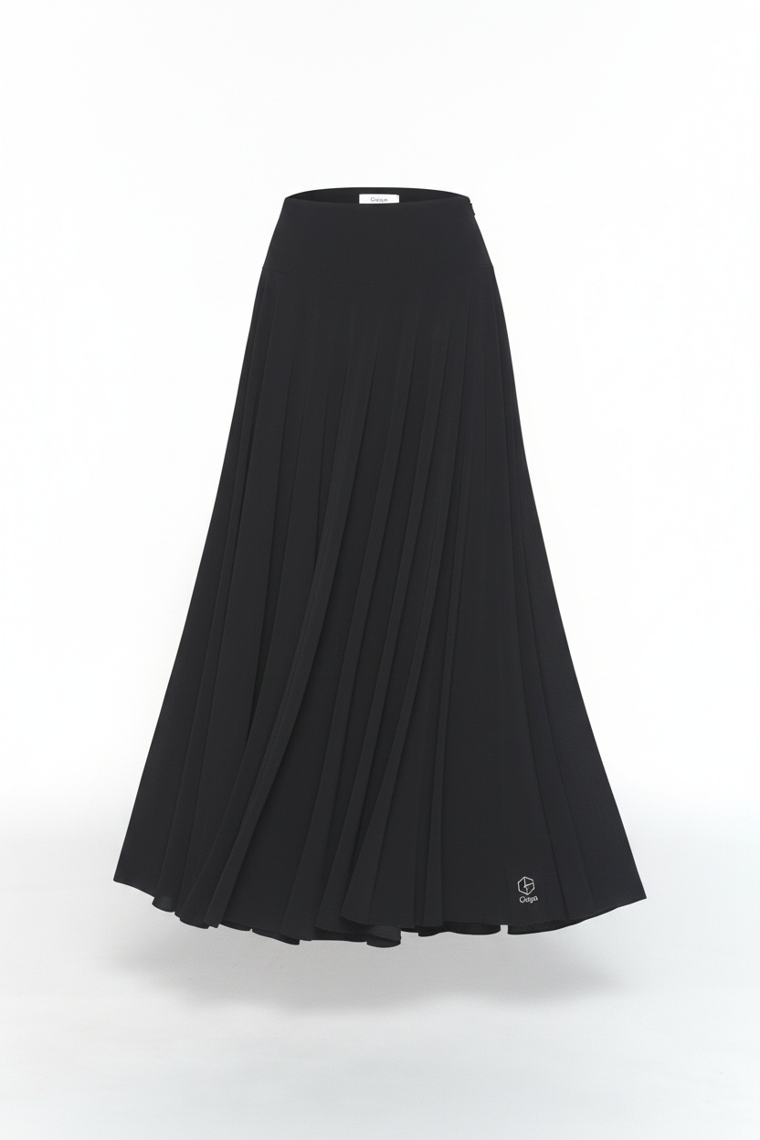 Elegant Black Flowy Maxi Skirt photo 1