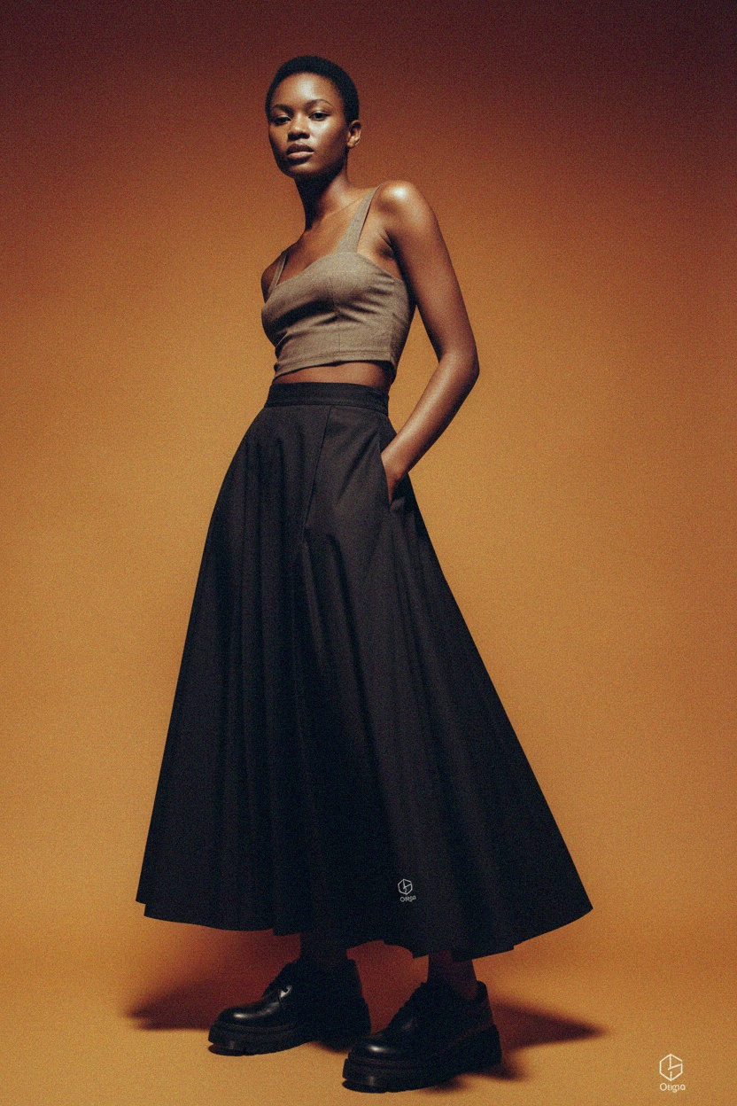 Elegant Black Flowy Maxi Skirt photo 3