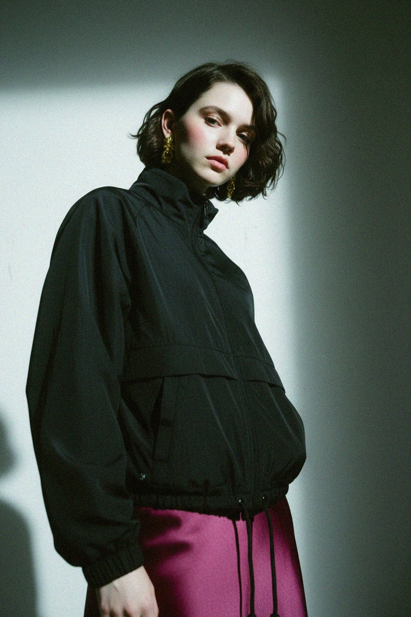 Oversized Black Lightweight Zip-Up Jacket photo 2