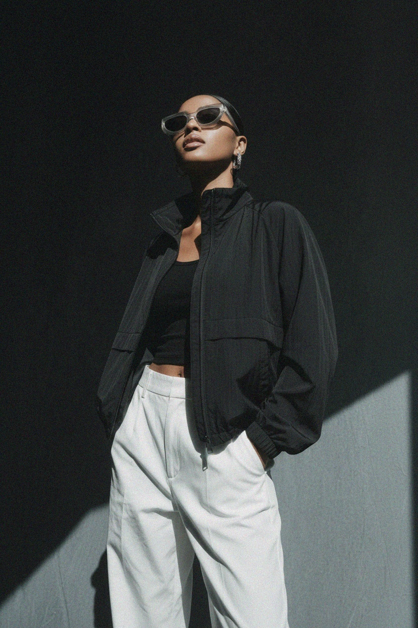 Oversized Black Lightweight Zip-Up Jacket photo 3