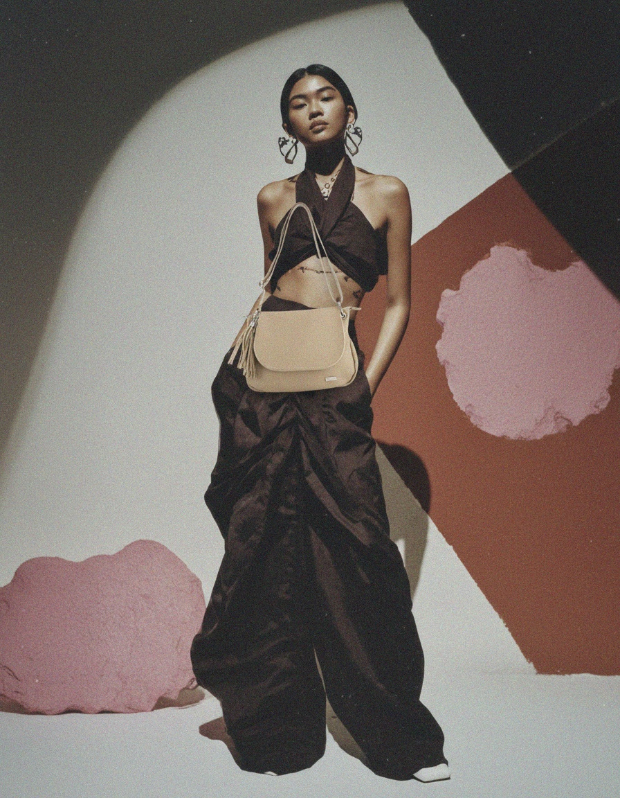 Venezia Beige Flap Crossbody Bag with Tassel Detail photo 3