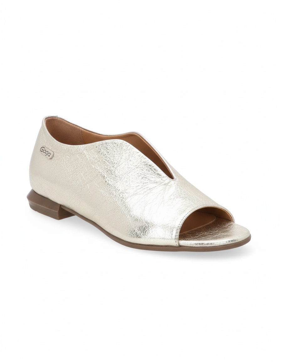 Gold Crinkled Metallic Open-Toe Flat Sandals photo 1