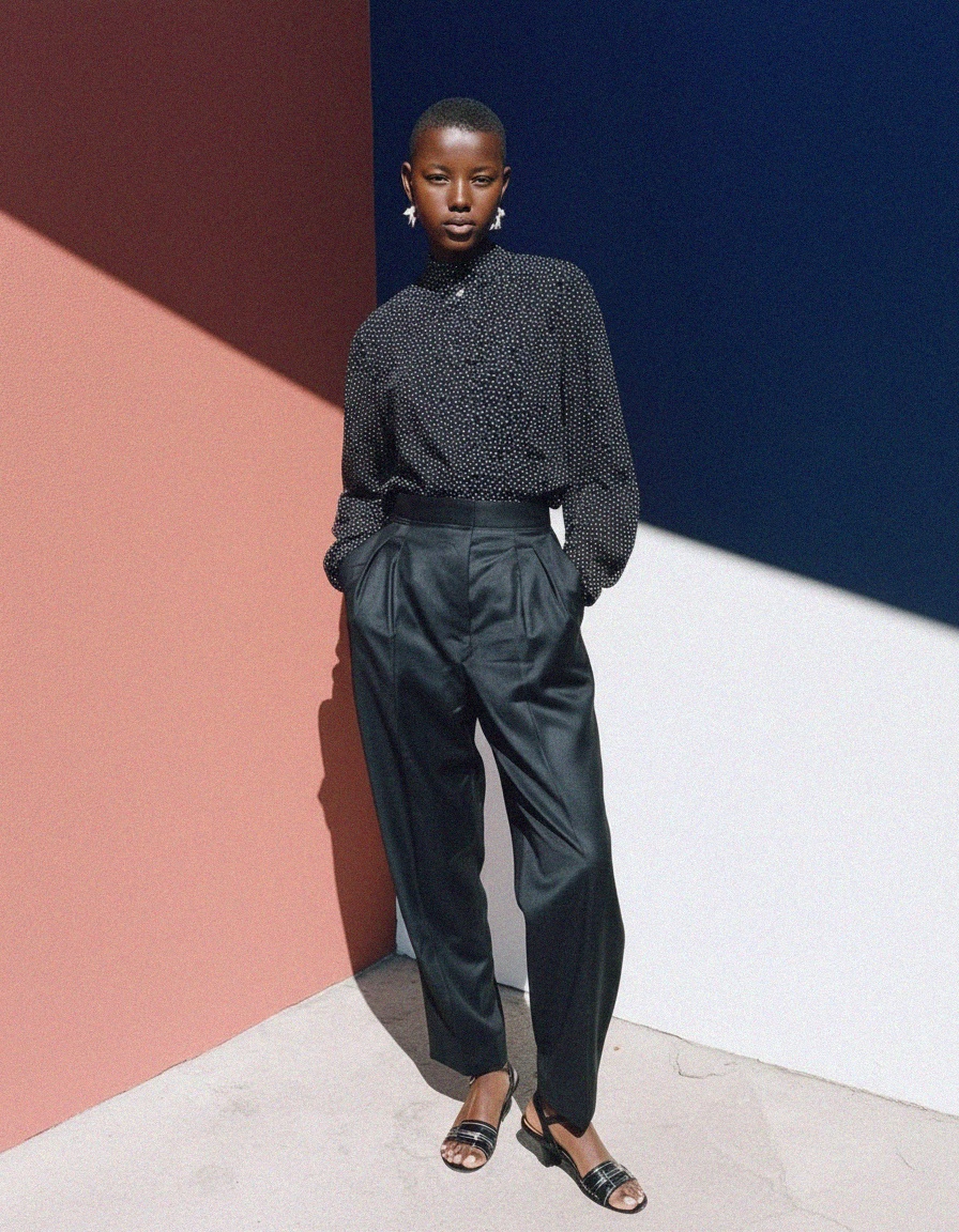 Black Strappy Flat Sandals with Ankle Buckle photo 2