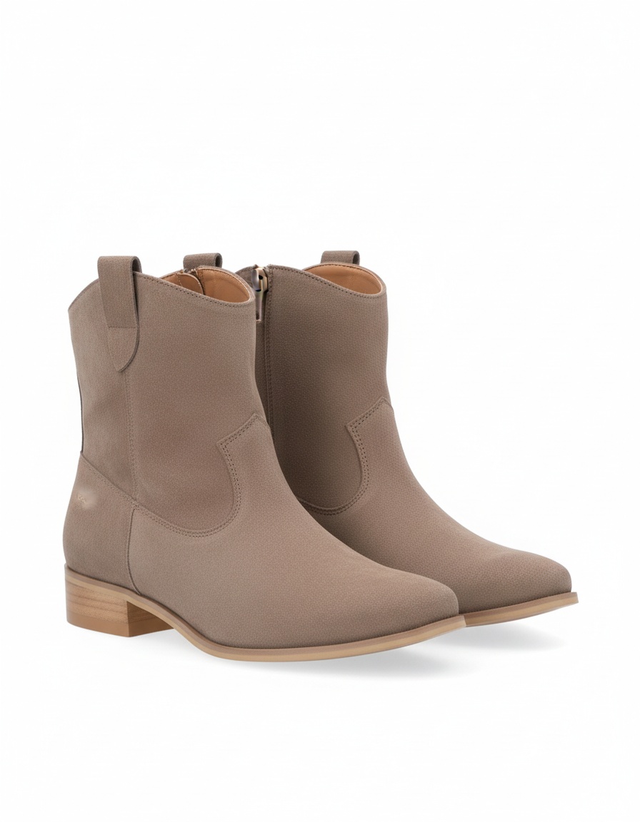 Western Style Beige Suede Ankle Boots photo 1