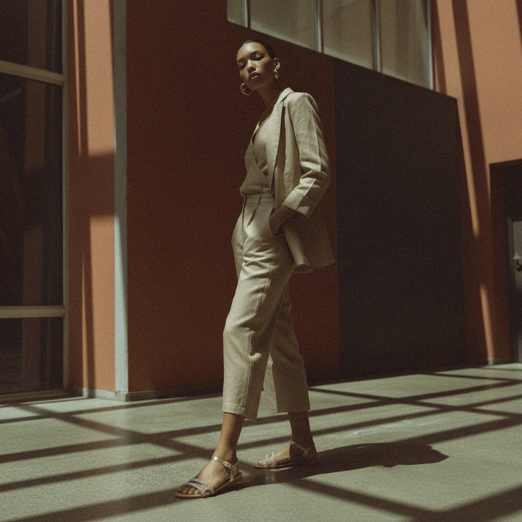 Metallic Gold Rhinestone Flat Sandals photo 2