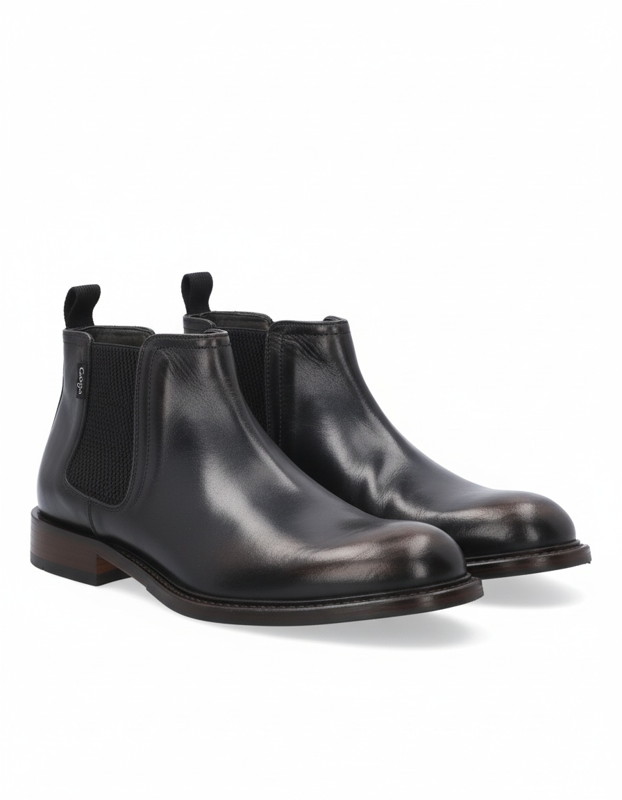 Burnished Black Leather Chelsea Boots photo 1