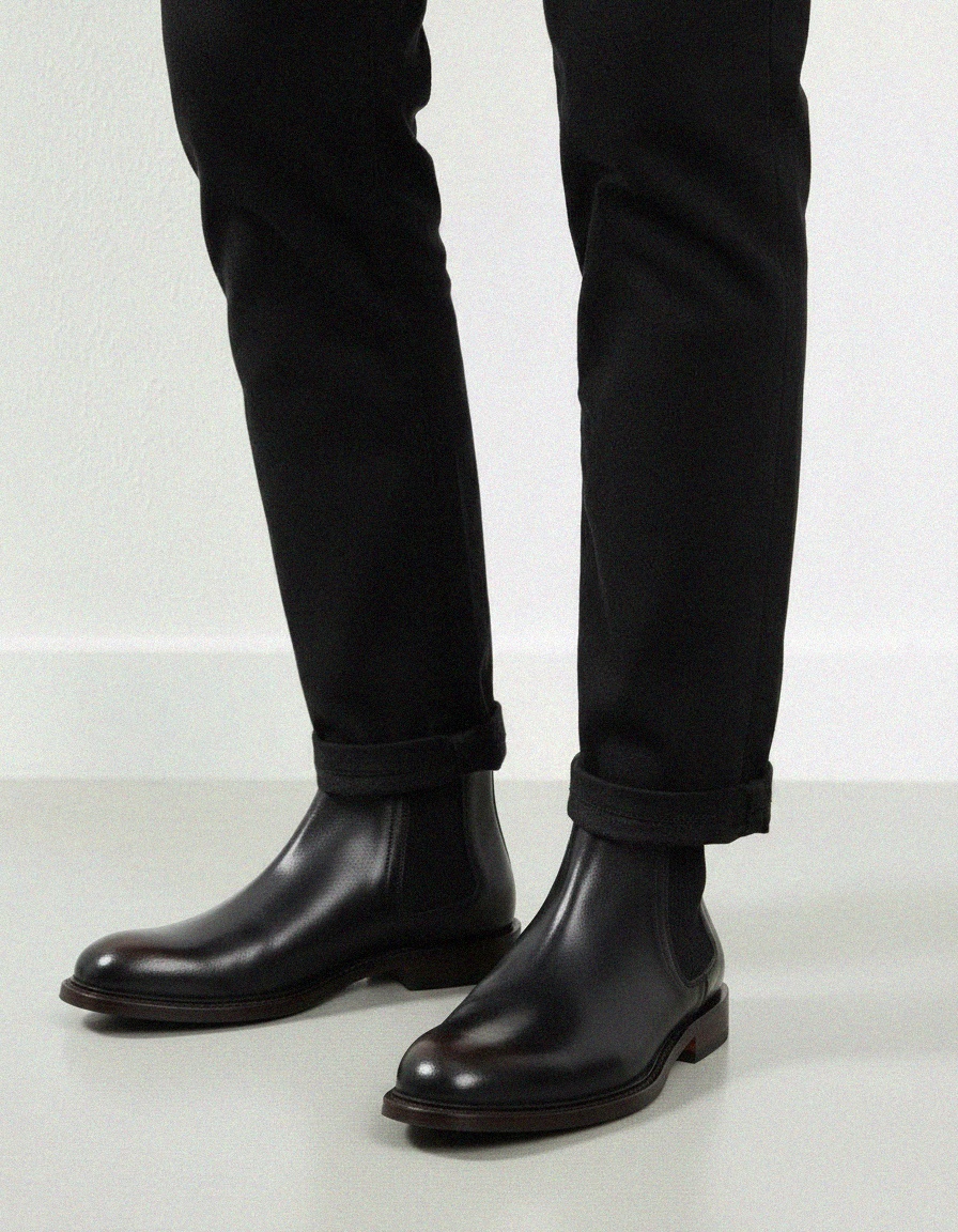 Burnished Black Leather Chelsea Boots photo 2