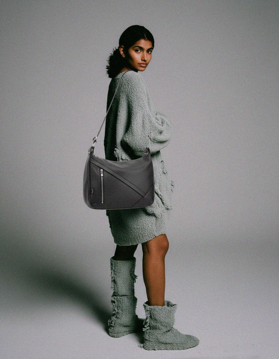 Classic Black Leather Shoulder Bag photo 2