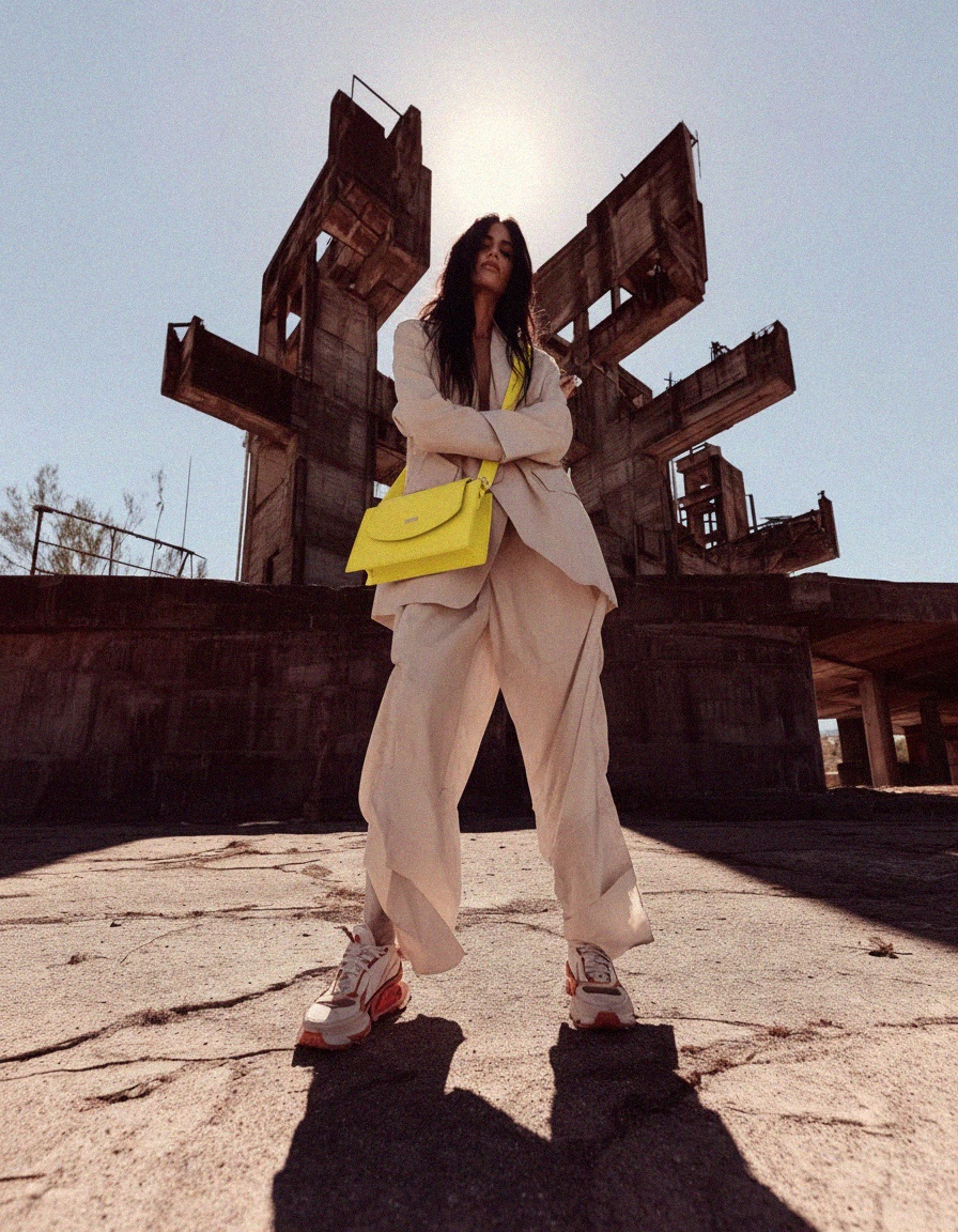 Venezia Bright Yellow Pebbled Leather Flap Shoulder Bag photo 2