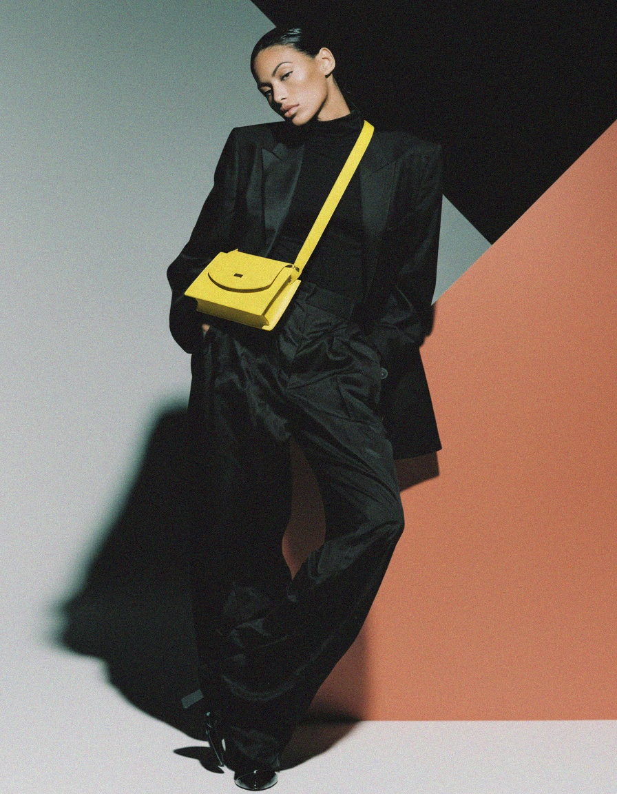 Venezia Bright Yellow Pebbled Leather Flap Shoulder Bag photo 3